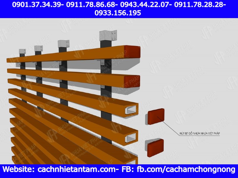 Dịch vụ Thi công lam gỗ nhựa 8 Lắp nút bịt gỗ nhựa vào đầu mỗi thanh hộp
