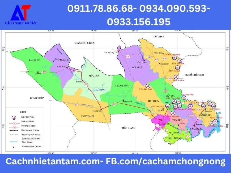 Các huyện thuộc tỉnh Long An mà An Tâm cung cấp tấm panel