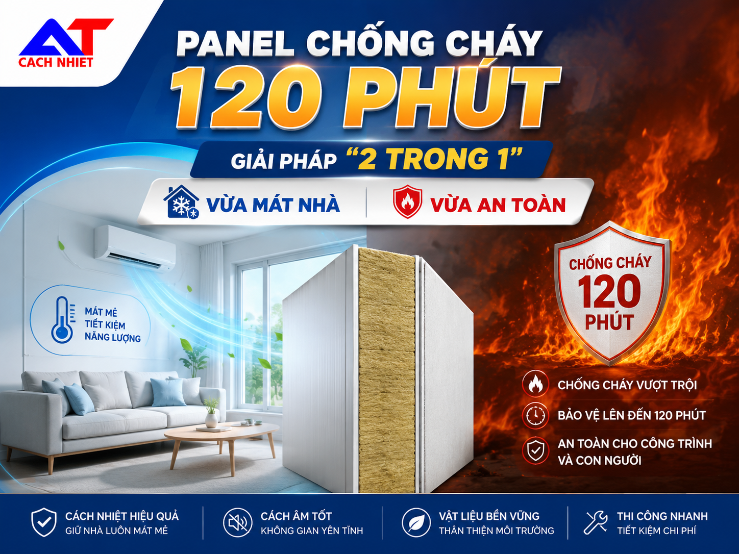 Panel Chống Cháy 120 Phút: Giải Pháp "2 Trong 1" Vừa Mát Nhà, Vừa An Toàn