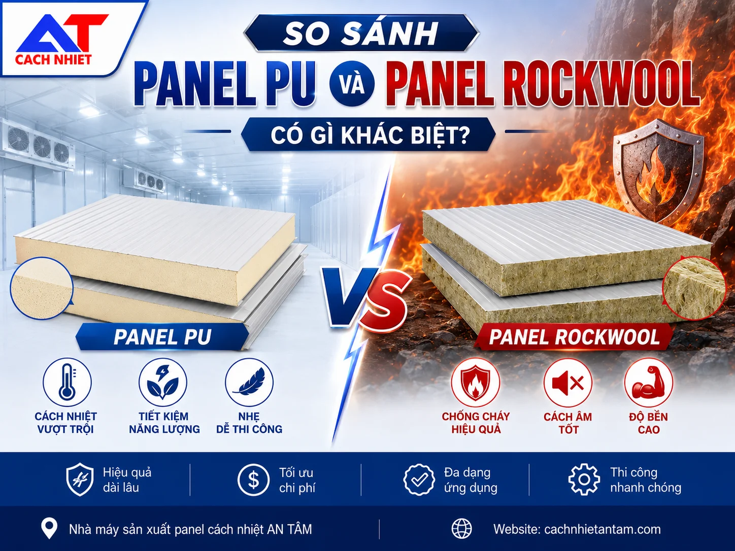So sánh Panel PU và Panel Rockwool có gì khác biệt?